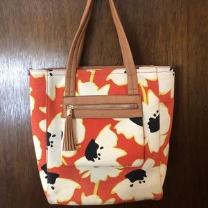 Relic tote/pocketbook- orange floral